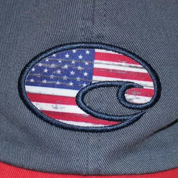 COSTA Del Mar USA Flag C Logo Unstructured Mesh Back Velcro Strap Baseball Hat - Picture 3 of 13